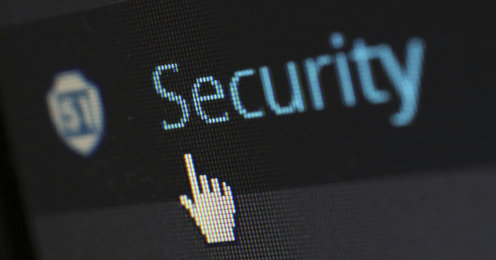 A PC screen with the word security on it