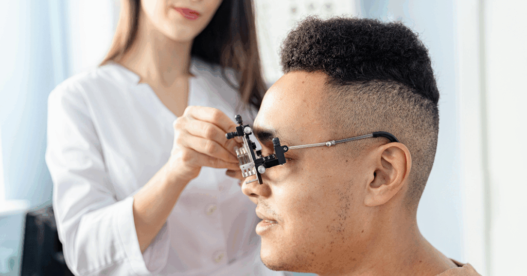 A man is having his eyes tested