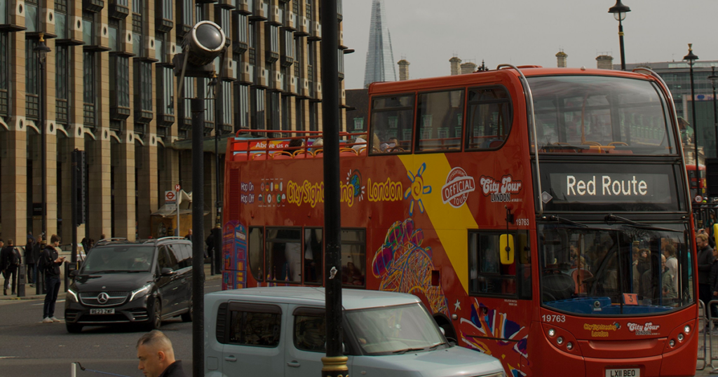A London bus driving through Regent Street