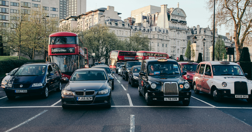 A lot of cars in traffic